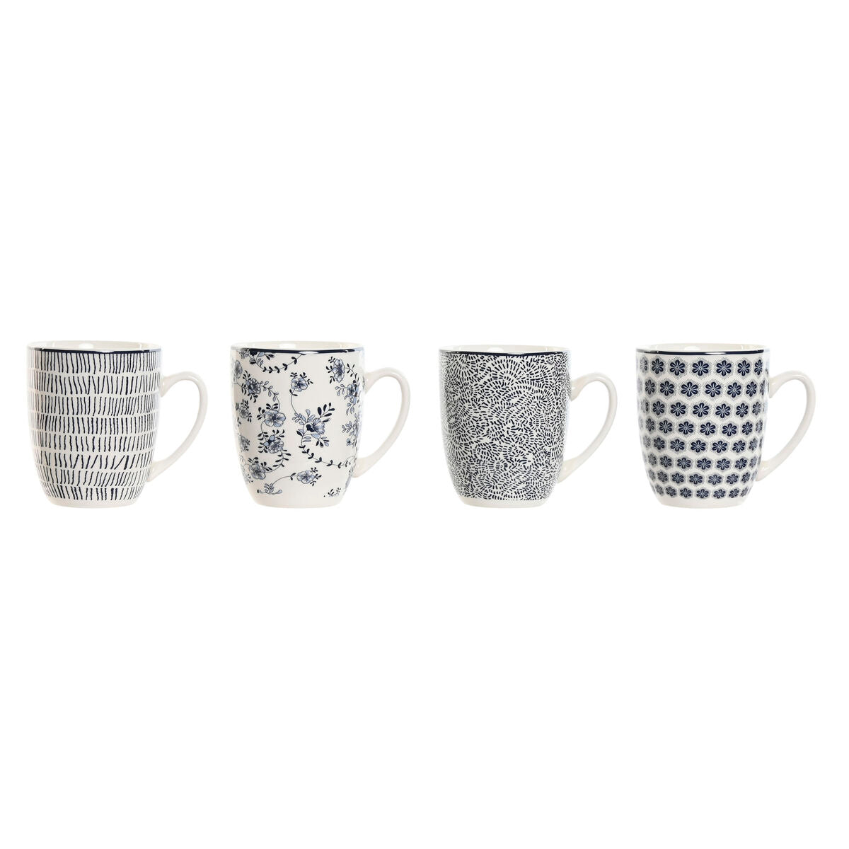 4 Piece Mug Set Home ESPRIT Blue White Porcelain 340 ml - byKim