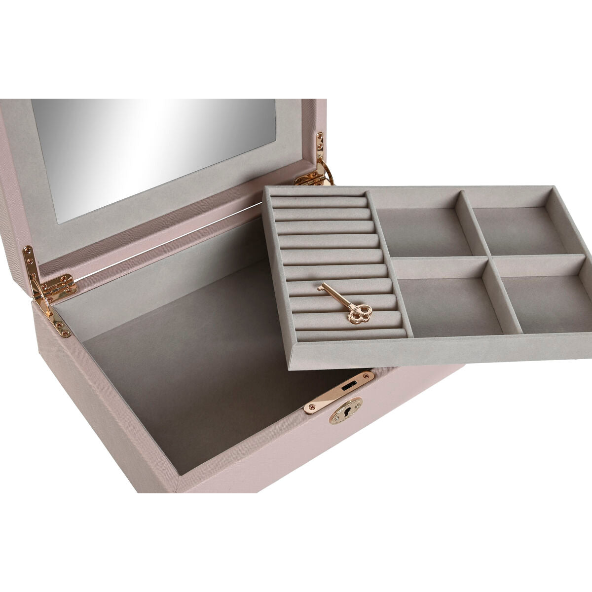 Jewelry box Home ESPRIT Light Pink 27 x 19 x 9 cm Home ESPRIT