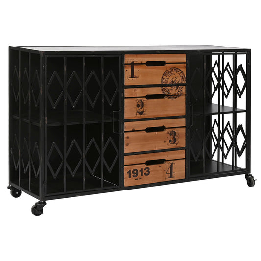 Chest of drawers Home ESPRIT Brown Black Metal Fir Loft 122,5 x 32,5 x 74 cm Home ESPRIT