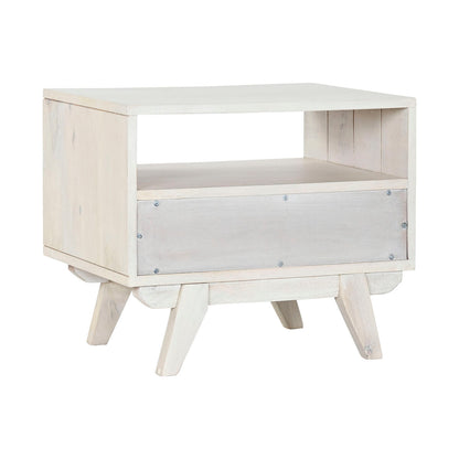 Nightstand Home ESPRIT White Rattan Mango wood 55 x 35 x 45 cm