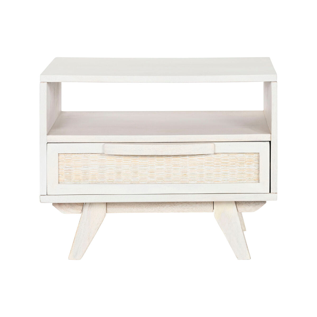 Nightstand Home ESPRIT White Rattan Mango wood 55 x 35 x 45 cm