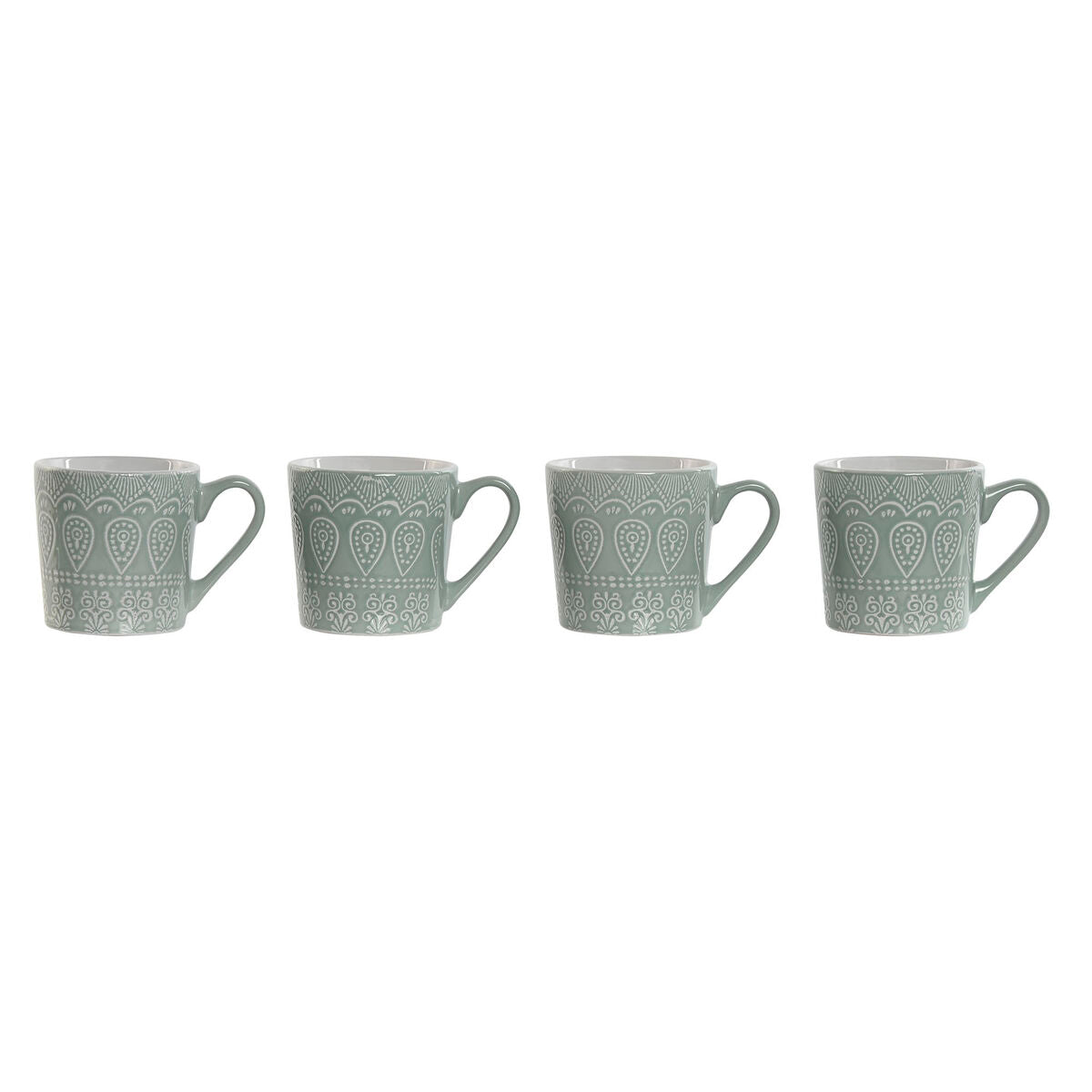 4 Piece Mug Set Home ESPRIT Green Stoneware 360 ml 9,5 x 13 x 9,2 cm Mandala - byKim