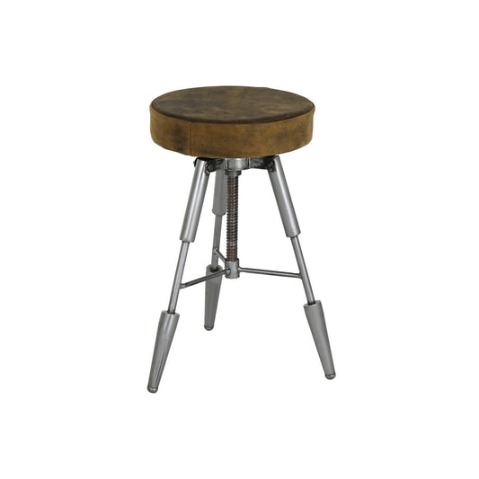 Stool Home ESPRIT Brown Silver Leather Metal 39 x 39 x 57 cm Home ESPRIT