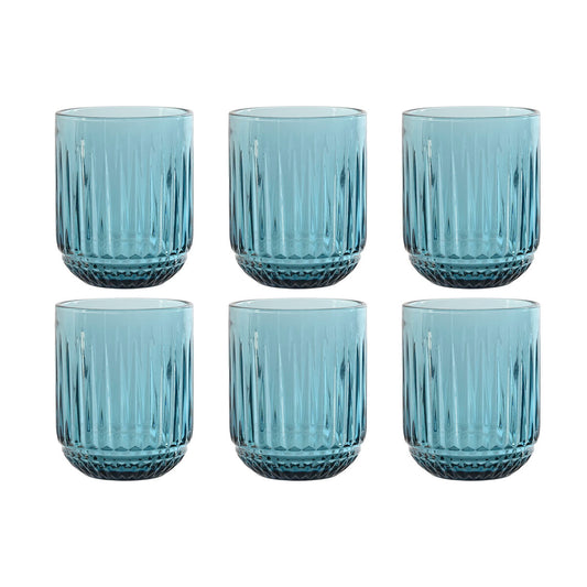 Set of glasses Home ESPRIT Blue Crystal (6 Units) Home ESPRIT