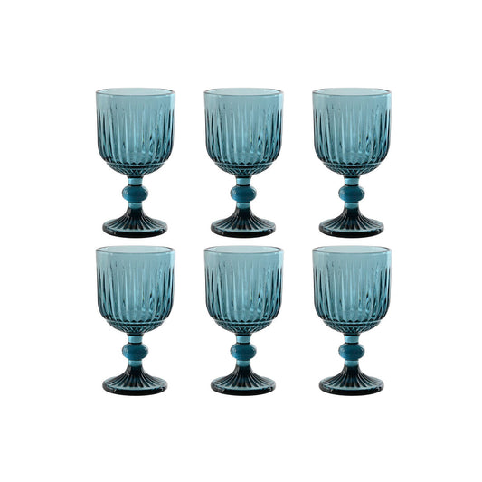 Set of cups Home ESPRIT Blue Crystal 8 x 8 x 14,5 cm (6 Units) Home ESPRIT