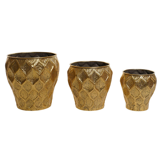 Set of Planters Home ESPRIT Golden Metal Modern 41 x 41 x 41,5 cm (3 Pieces)