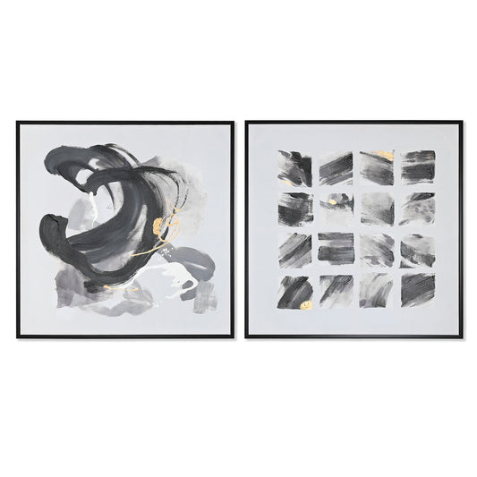 Canvas Home ESPRIT White Black polystyrene Canvas Abstract Modern 104 x 4 x 103,5 cm (2 Units)