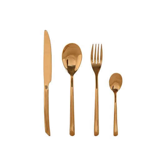 Cutlery Home ESPRIT Golden Stainless steel 1,8 x 0,8 x 23,5 cm 16 Pieces Home ESPRIT