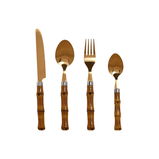 Cutlery Home ESPRIT Golden Natural Stainless steel ABS 3 x 2 x 16 cm 24 Pieces Home ESPRIT