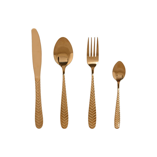 Cutlery Home ESPRIT Golden Stainless steel 2 x 0,4 x 22,5 cm 16 Pieces Home ESPRIT