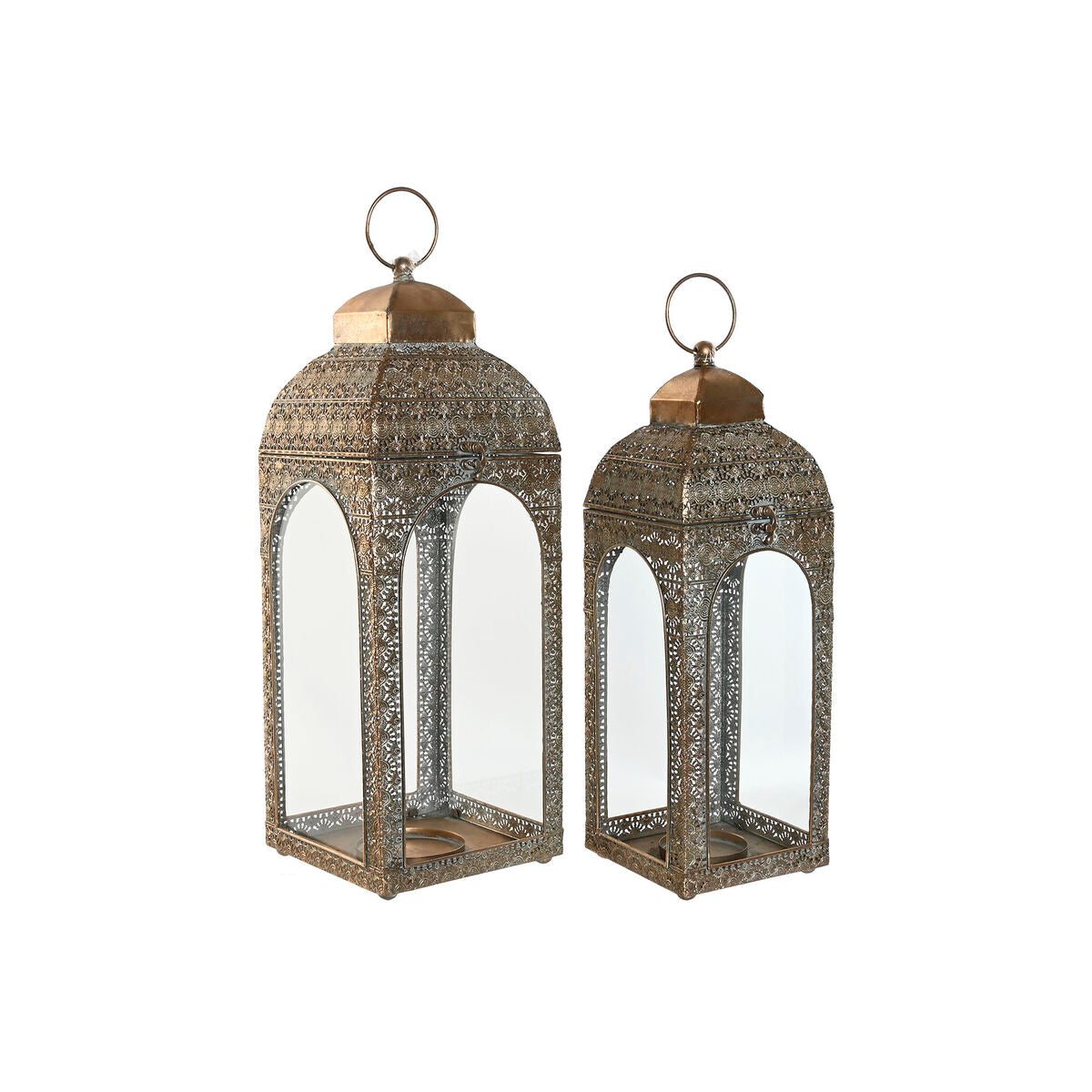 Lantern Home ESPRIT Golden Metal Crystal Arab Stripped 20 X 20 X 56 cm (2 Pieces)