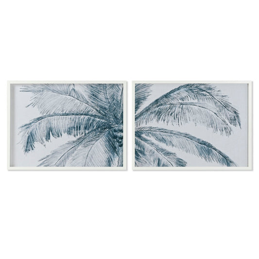 Painting Home ESPRIT Blue White Palms Mediterranean 80 x 2 x 60 cm (2 Units) Home ESPRIT