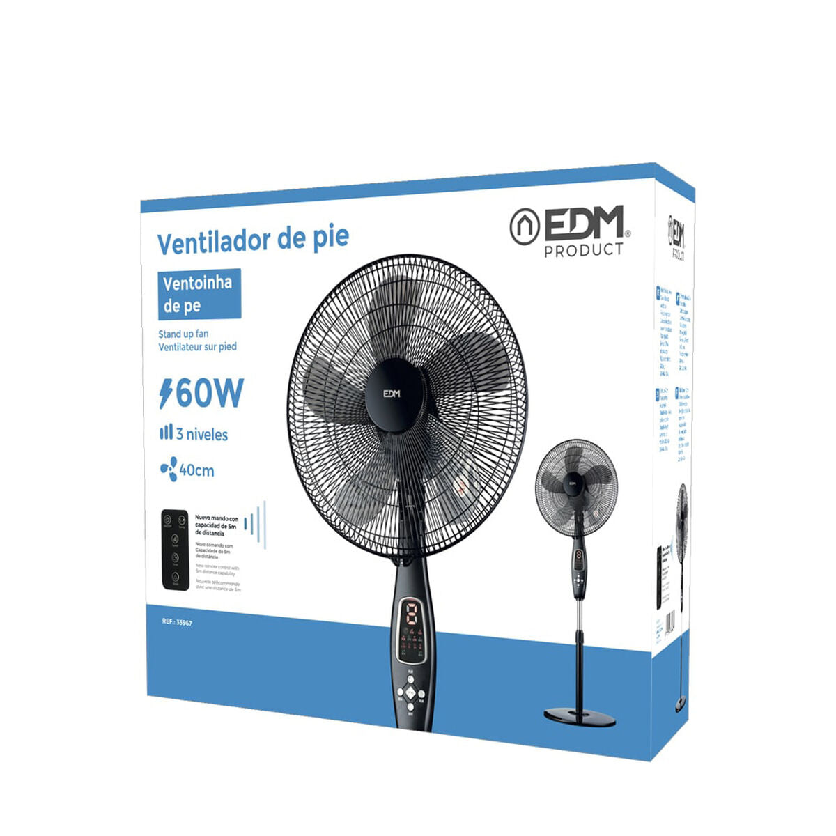 Freestanding Fan EDM 33967 Black 60 W