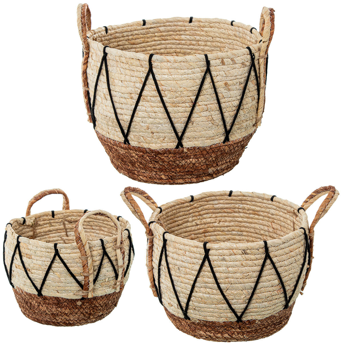 Set of Baskets Alexandra House Living 03842 Brown Wood wicker Rattan (3 Units)