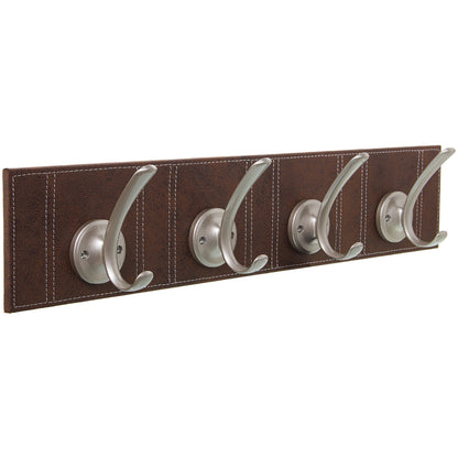 Wall mounted coat hanger Alexandra House Living Brown Leather 60 x 9 x 12 cm