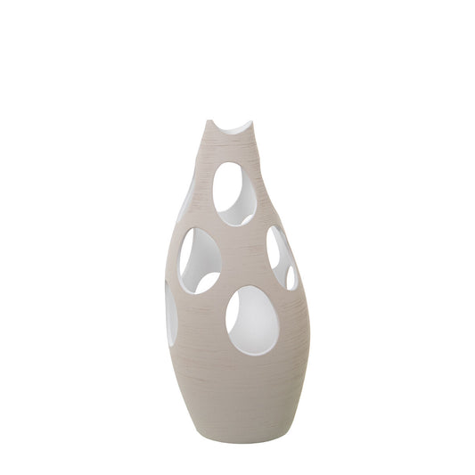 Vase Alexandra House Living Ecru Ceramic Stripes Circles 20 x 20 x 50 cm