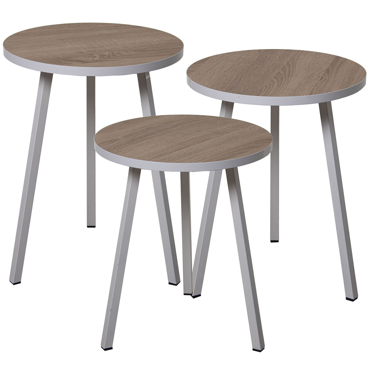 Set of 3 tables Alexandra House Living White Brown Wood