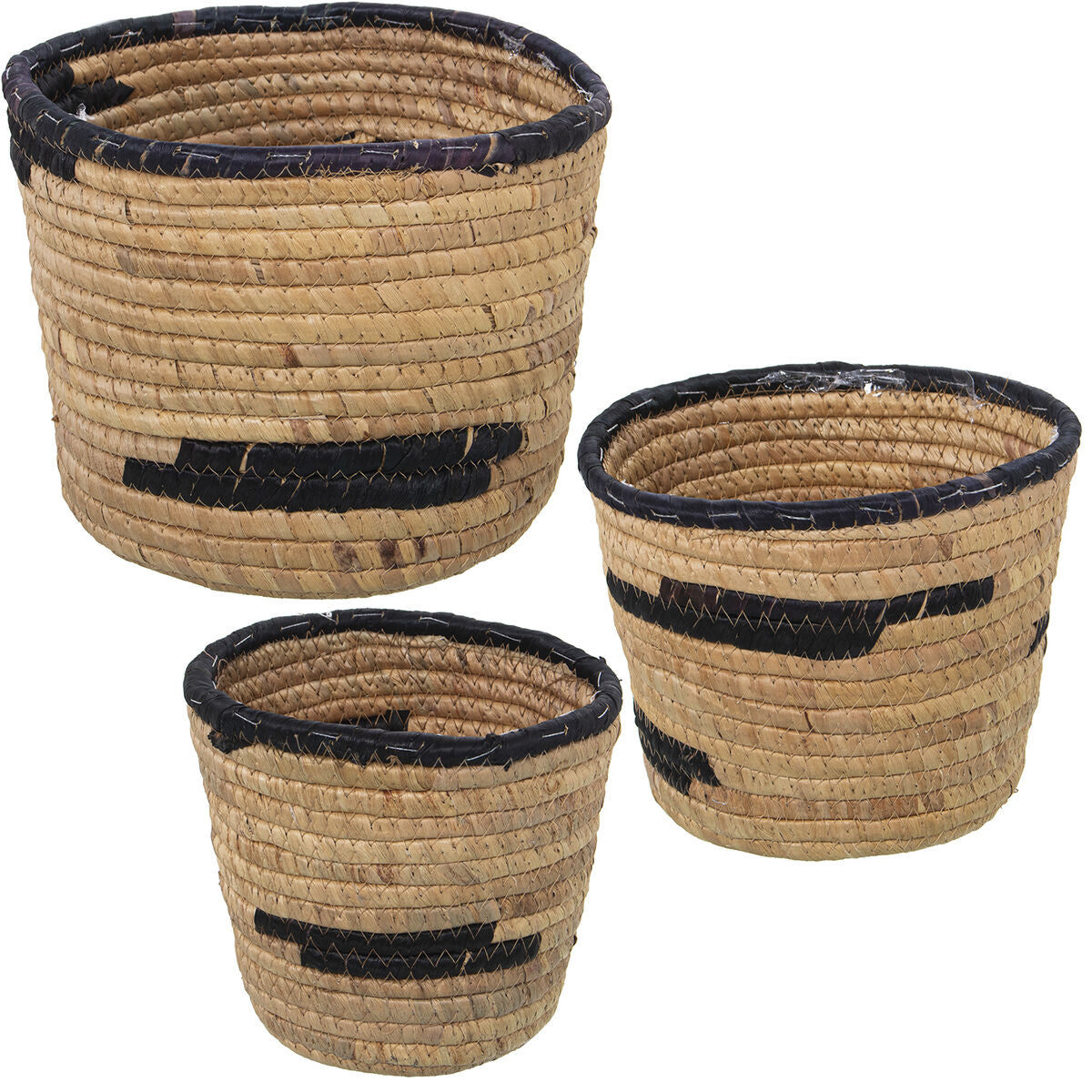 Set of Planters Alexandra House Living Brown Rattan Natural Fibre 3 Pieces Alexandra House Living