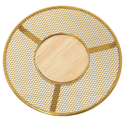 Table Mat Alexandra House Living Golden Wood Metal Grille 20 x 2 x 20 cm Alexandra House Living