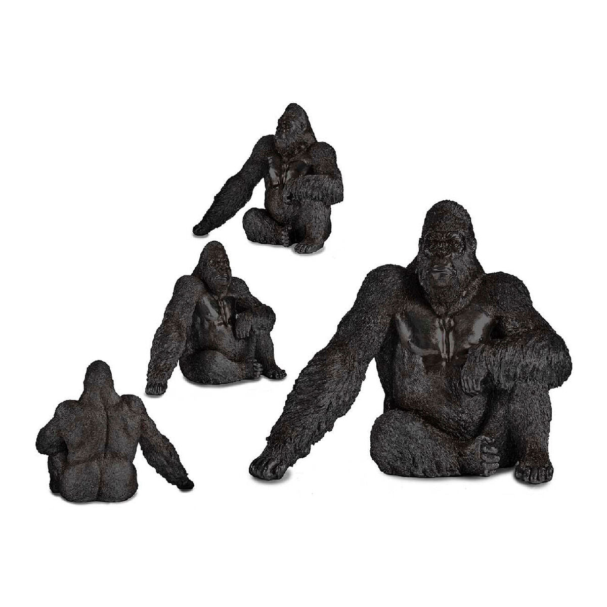 Decorative Figure Gorilla Black Resin (34 x 50 x 63 cm) Gift Decor