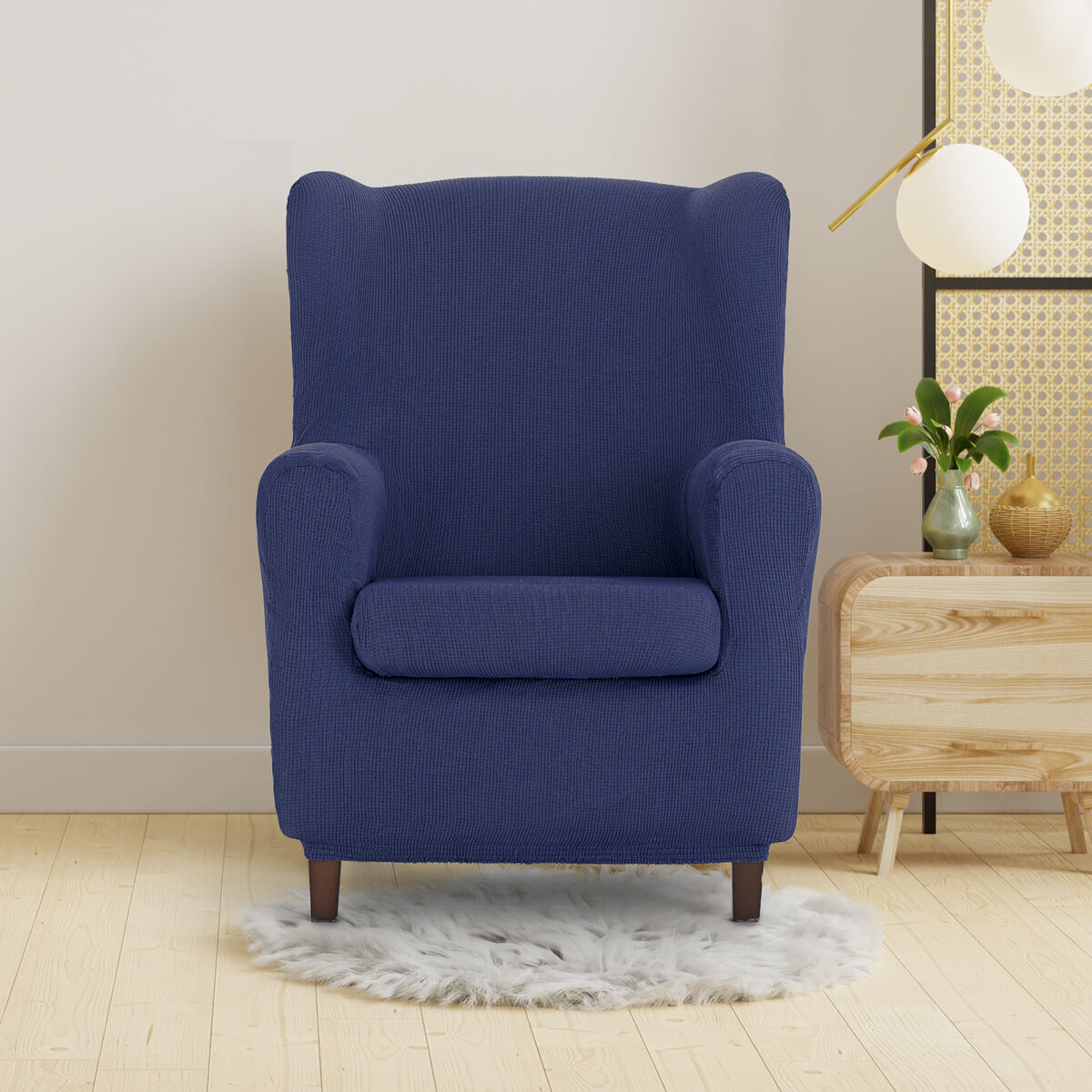 Wingback chair cover Eysa ULISES Blue 80 x 100 x 90 cm Eysa