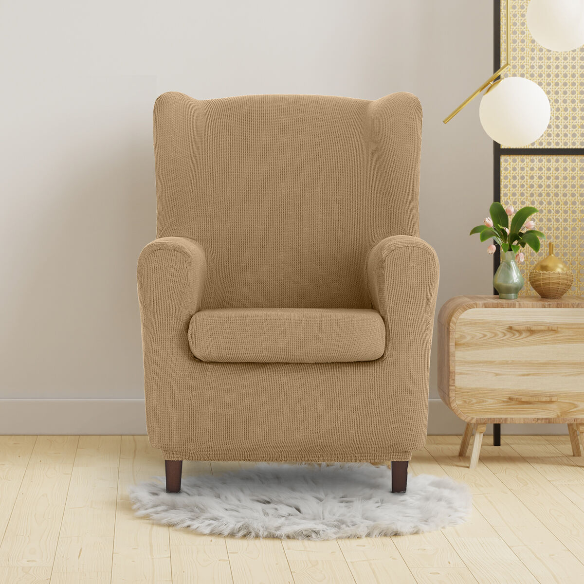 Wingback chair cover Eysa ULISES Beige 80 x 100 x 90 cm Eysa