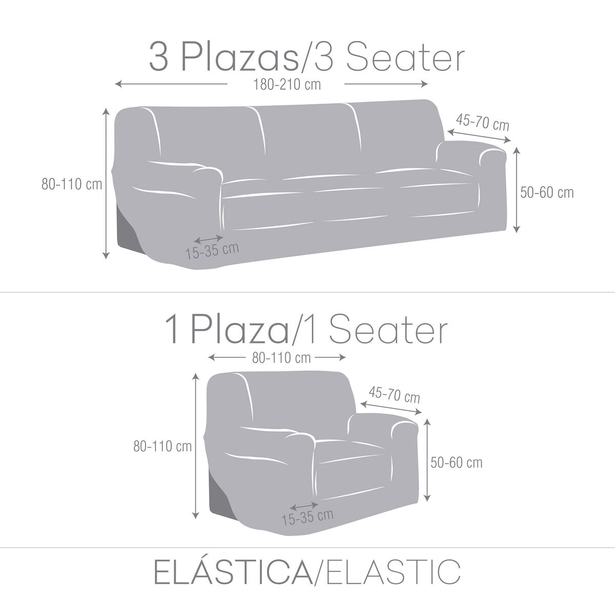 Sofa cover set Eysa ULISES Grey 3 Pieces