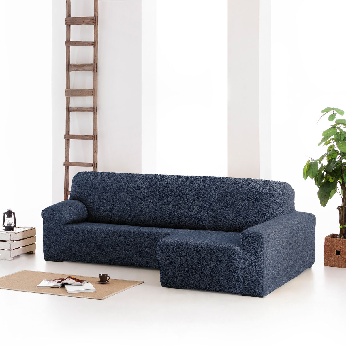 Right short arm chaise longue cover Eysa ROC Blue 180 x 120 x 360 cm