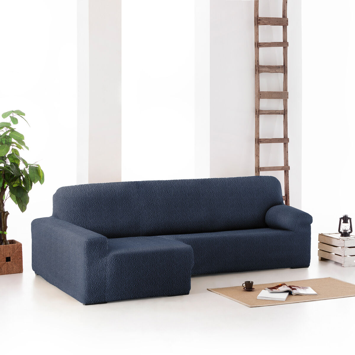 Right short arm chaise longue cover Eysa ROC Blue 180 x 120 x 360 cm