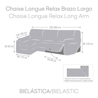 Left long arm chaise longue cover Eysa ROC Blue 180 x 120 x 360 cm