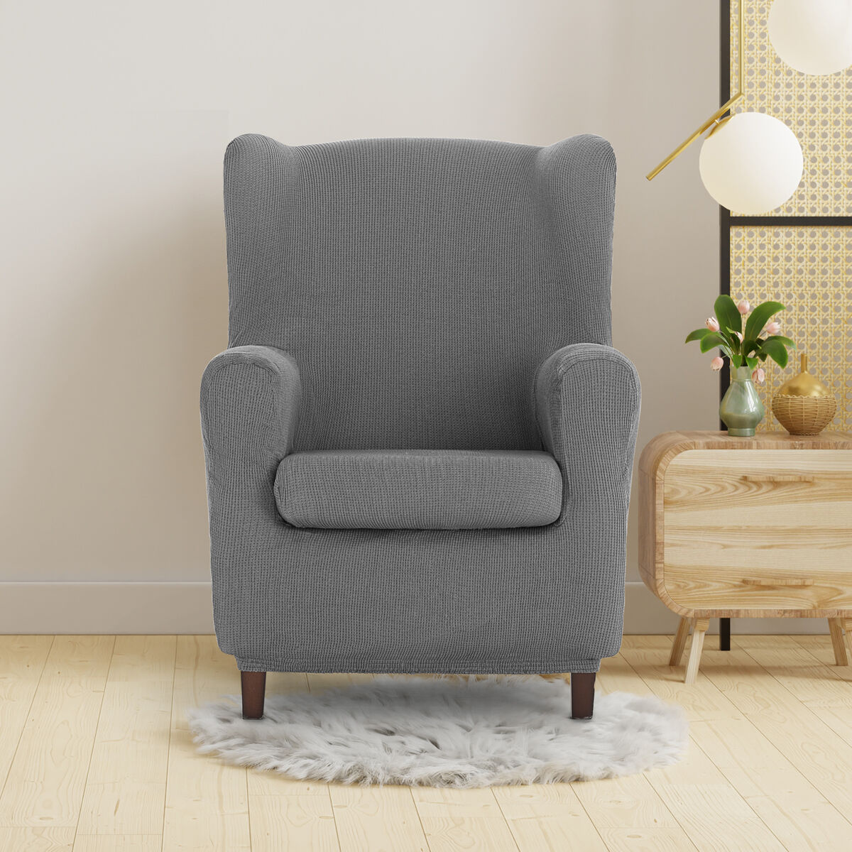 Wingback chair cover Eysa ULISES Grey 80 x 100 x 90 cm