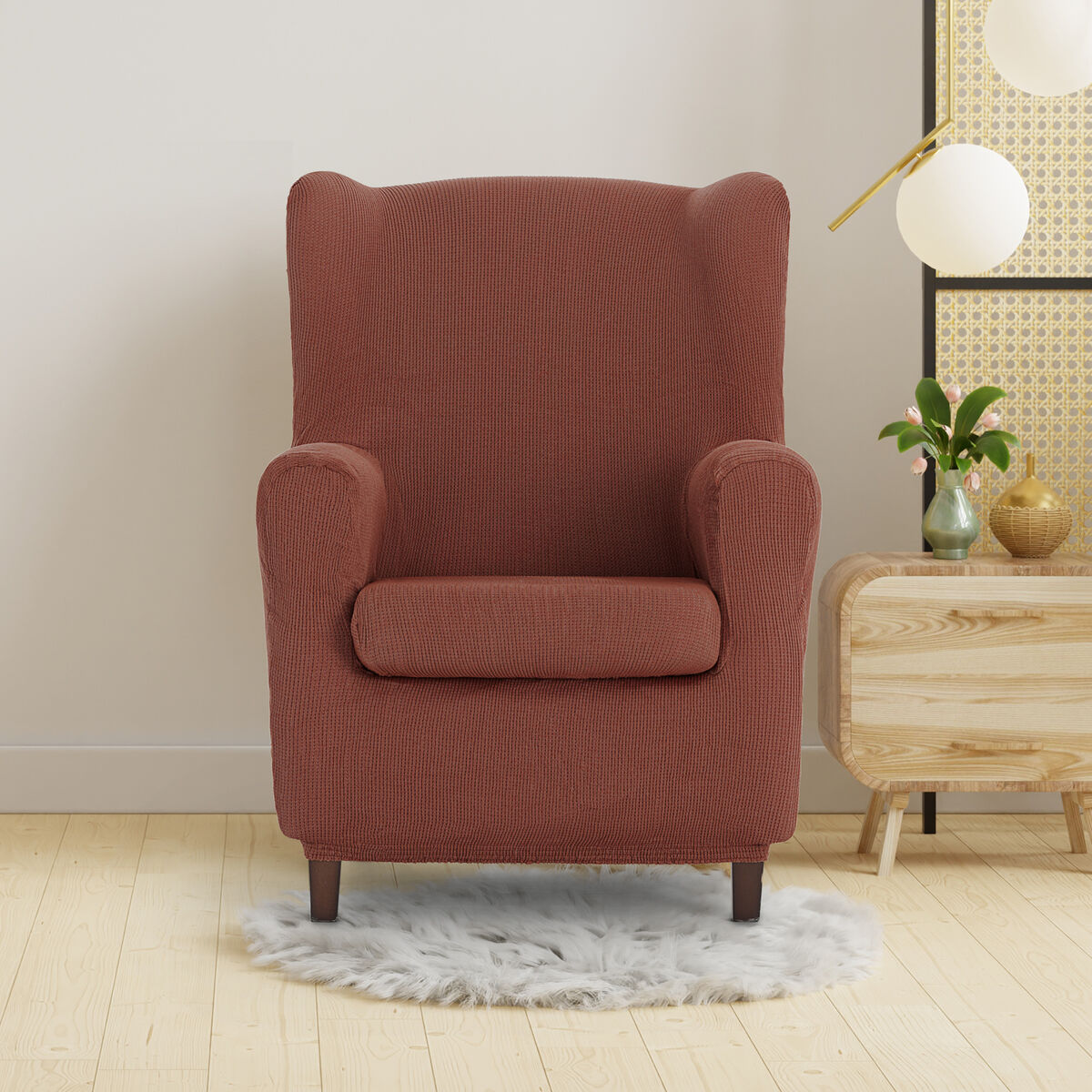 Wingback chair cover Eysa ULISES Brown 80 x 100 x 90 cm Eysa