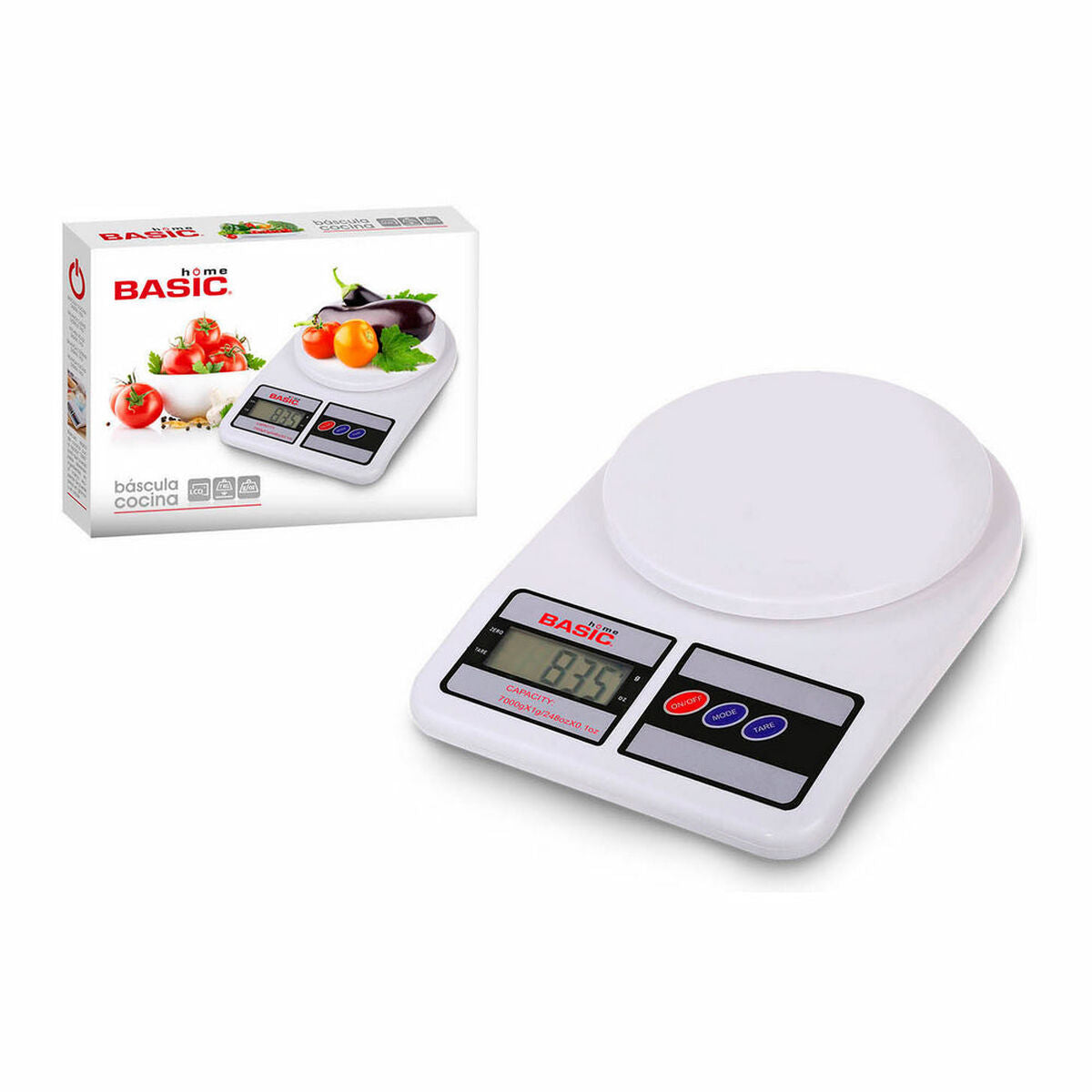 kitchen scale Basic Home Digital LCD 7 kg White (23 x 16 x 3,6 cm) Basic Home