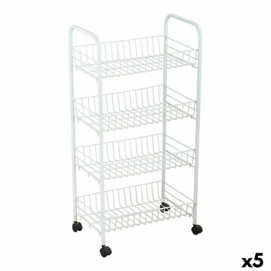 Kasvisvaunu Confortime White Metal 4 hyllyä 36 x 26,5 x 86 cm (5 kpl)