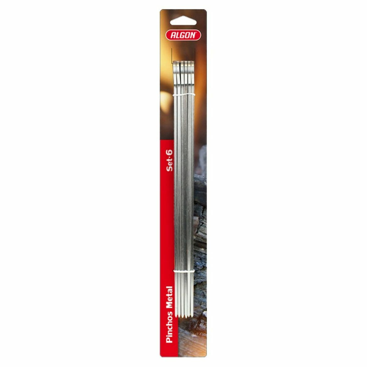 Barbecue Skewer Set Algon Metal 6 Pieces (24 Units) (33 cm x 4 mm)