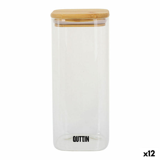 Ruoan säilytysastia Quttin Bamboo Borosilicate Glas 1 L (12 Units)