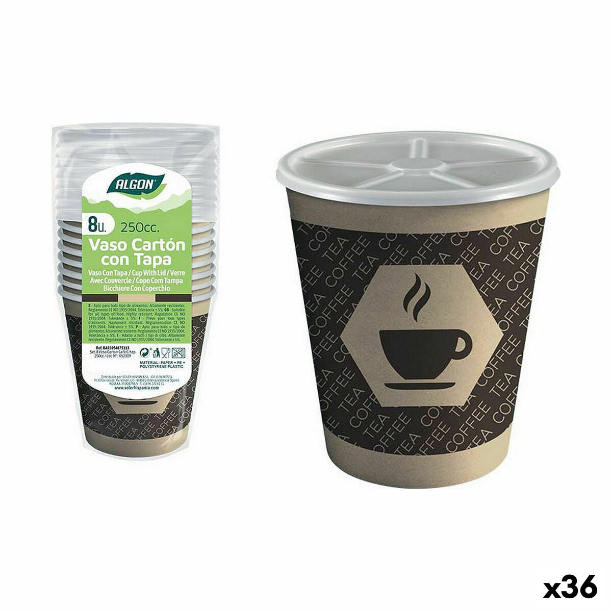 Lasisarja Algon Cardboard Coffee 8 kpl 250 ml (36 yksikköä)