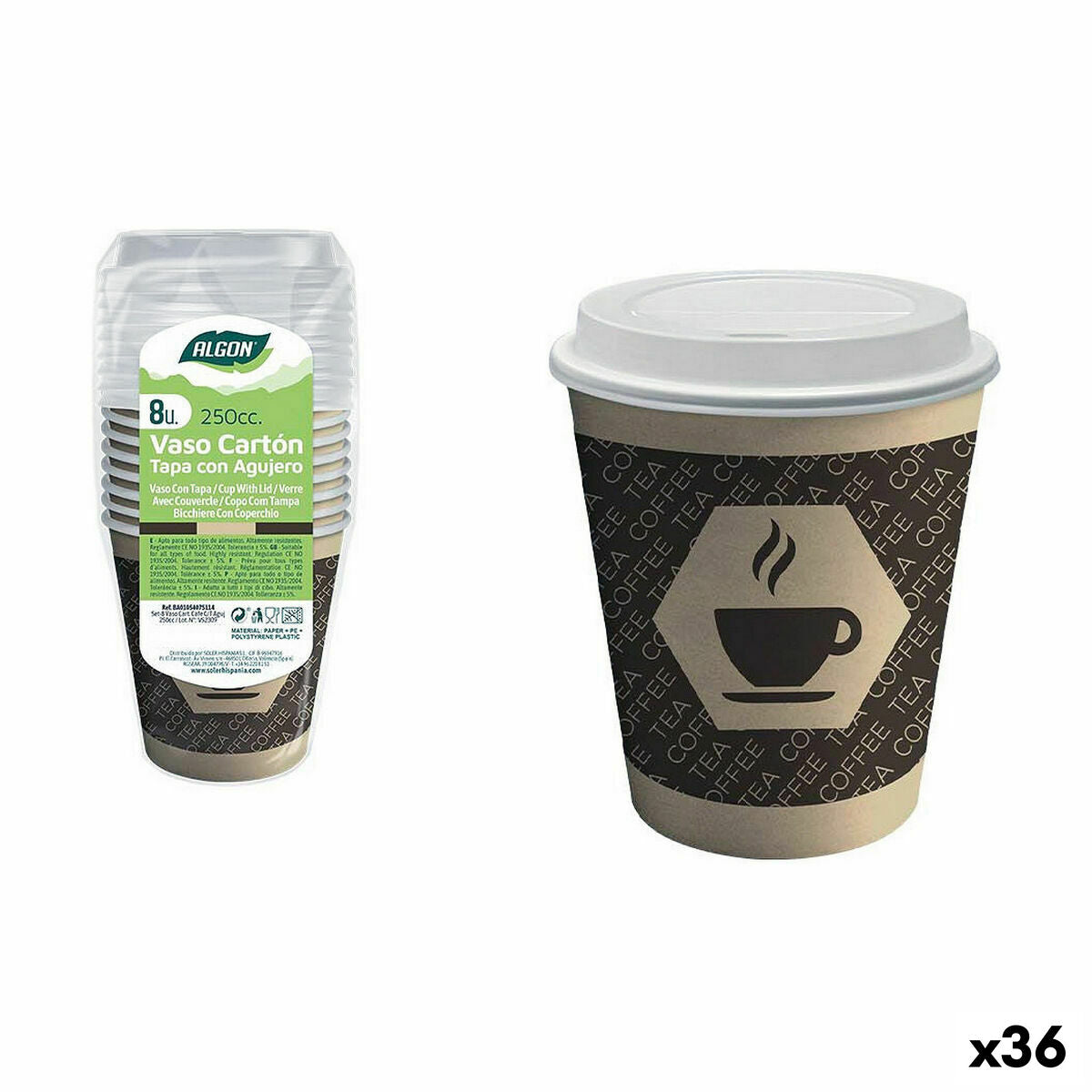 Lasisarja Algon Cardboard Coffee 8 kpl 250 ml (36 yksikköä)