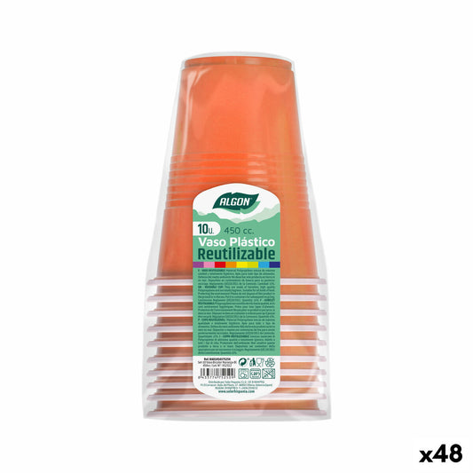 Uudelleenkäytettävät lasit Algon Orange 48 Units 450 ml (10 kpl)