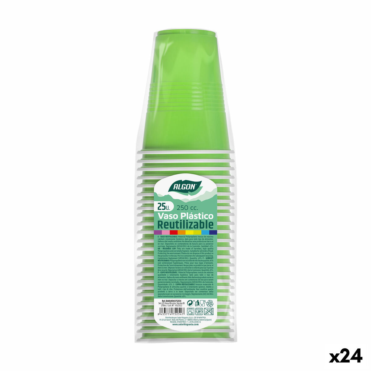 Uudelleenkäytettävät lasit Algon Green 24 Units 250 ml (25 kpl)