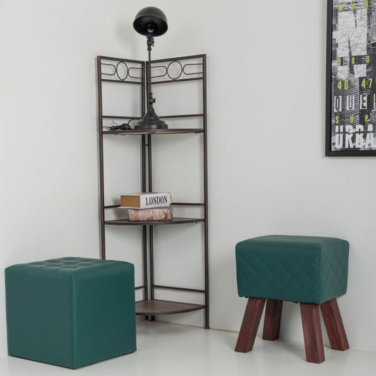 Stool Alexandra House Living PVC MDF Wood 30 x 47 x 36 cm