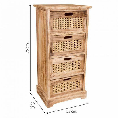 Chest of drawers Alexandra House Living Cane Paolownia wood 29 x 75 x 35 cm