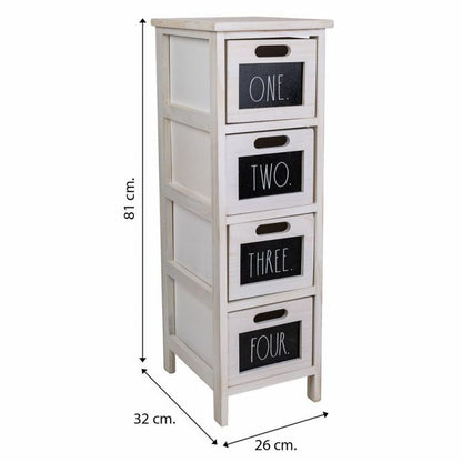 Chest of drawers Alexandra House Living White Paolownia wood 32 x 81 x 26 cm