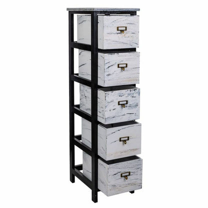 Chest of drawers Alexandra House Living White Black Paolownia wood 32 x 98 x 26 cm