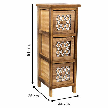 Chest of drawers Alexandra House Living Brown Wood Paolownia wood 26 x 61 x 22 cm