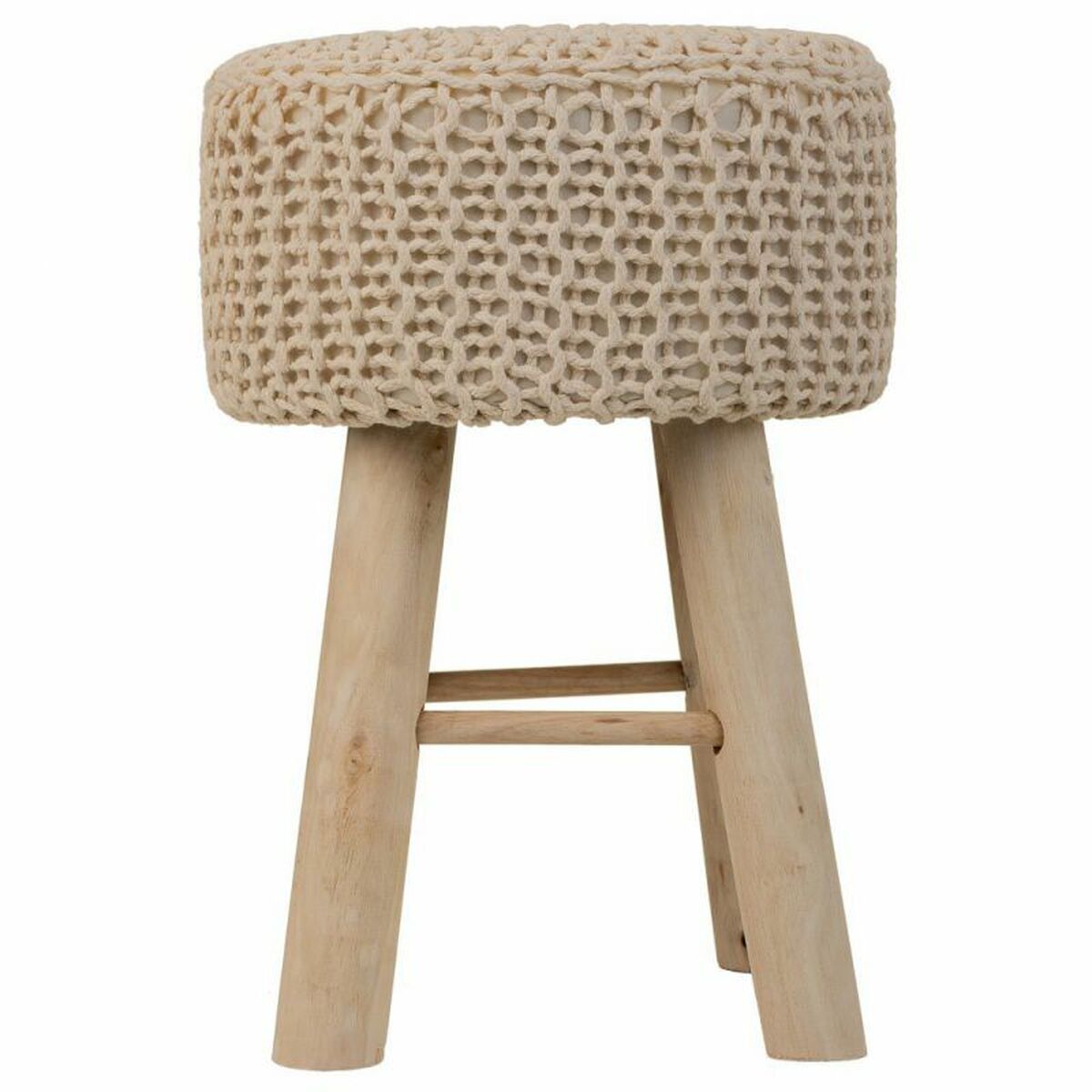 Stool Alexandra House Living Cream Bamboo Pinewood Sponge MDF Wood 32 x 44 x 32 cm