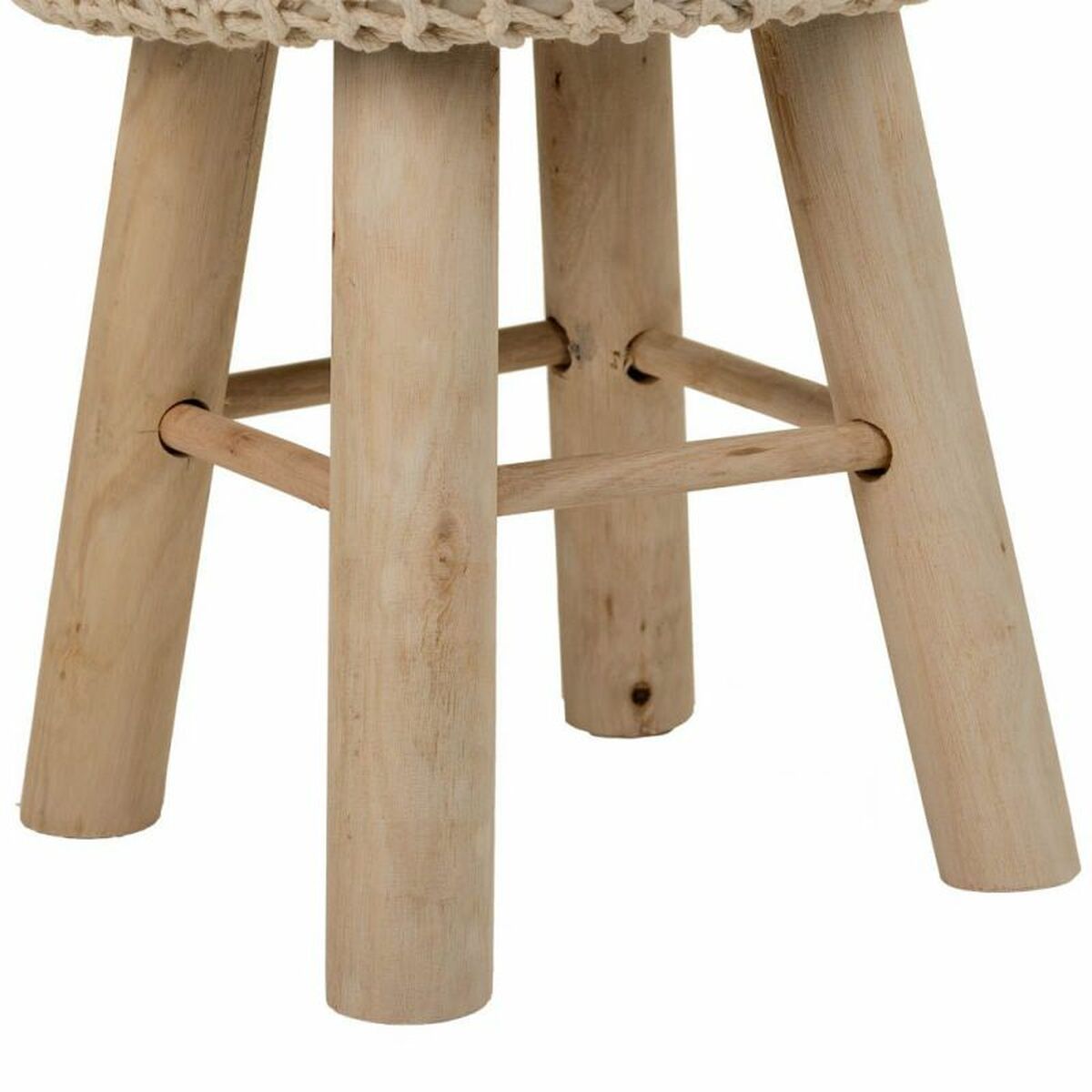 Stool Alexandra House Living Cream Bamboo Pinewood Sponge MDF Wood 32 x 44 x 32 cm