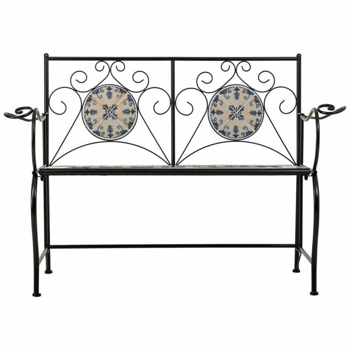 Bench Alexandra House Living Black Iron Tile 50 x 88 x 110 cm