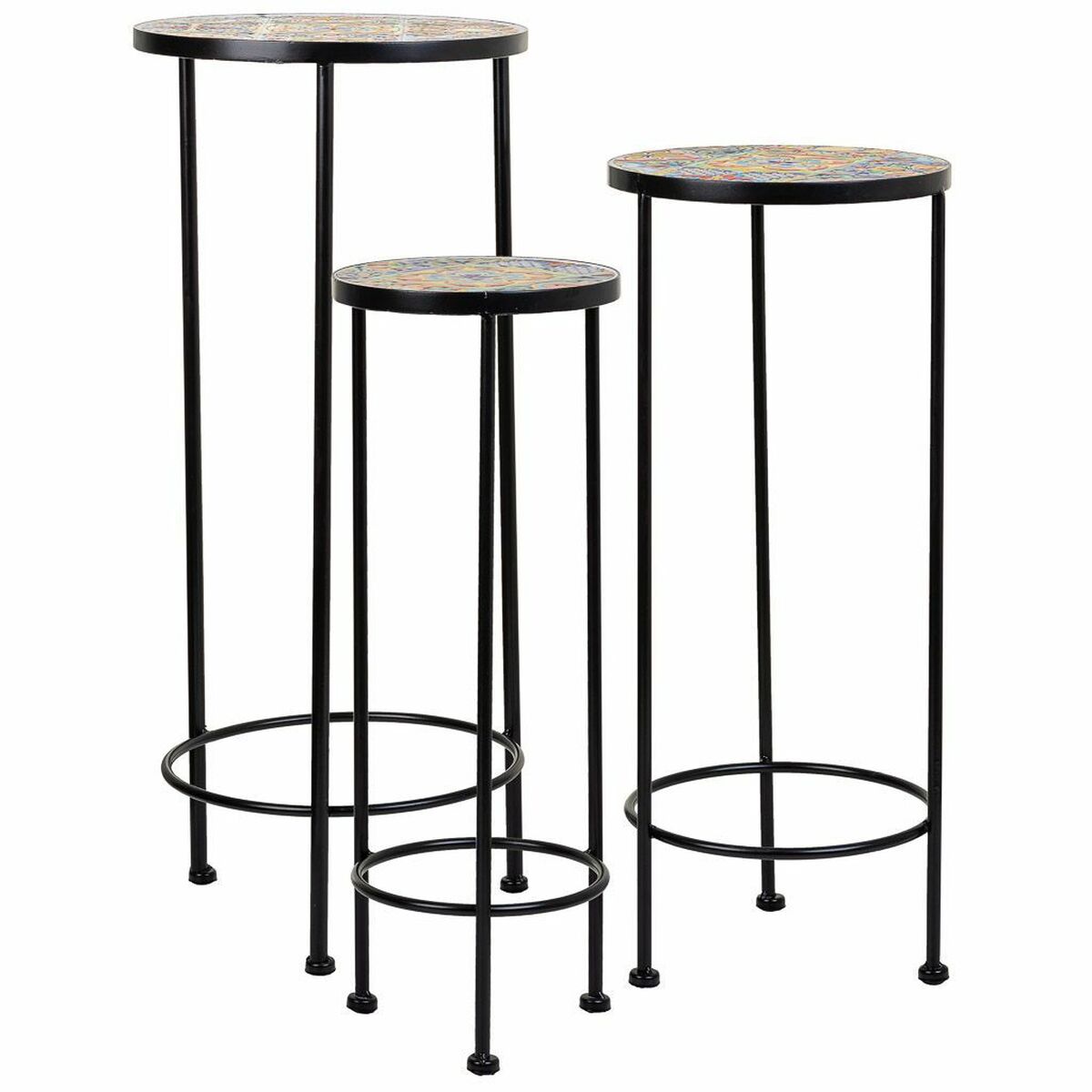 Flower Pot Stand Alexandra House Living Black Iron Tile 30 x 68 x 30 cm 3 Pieces