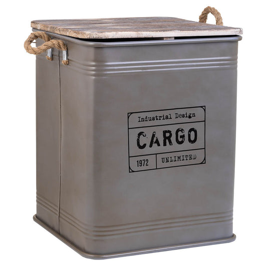 Laundry basket Alexandra House Living Cargo Grey Hemp Metal Fir wood Alexandra House Living